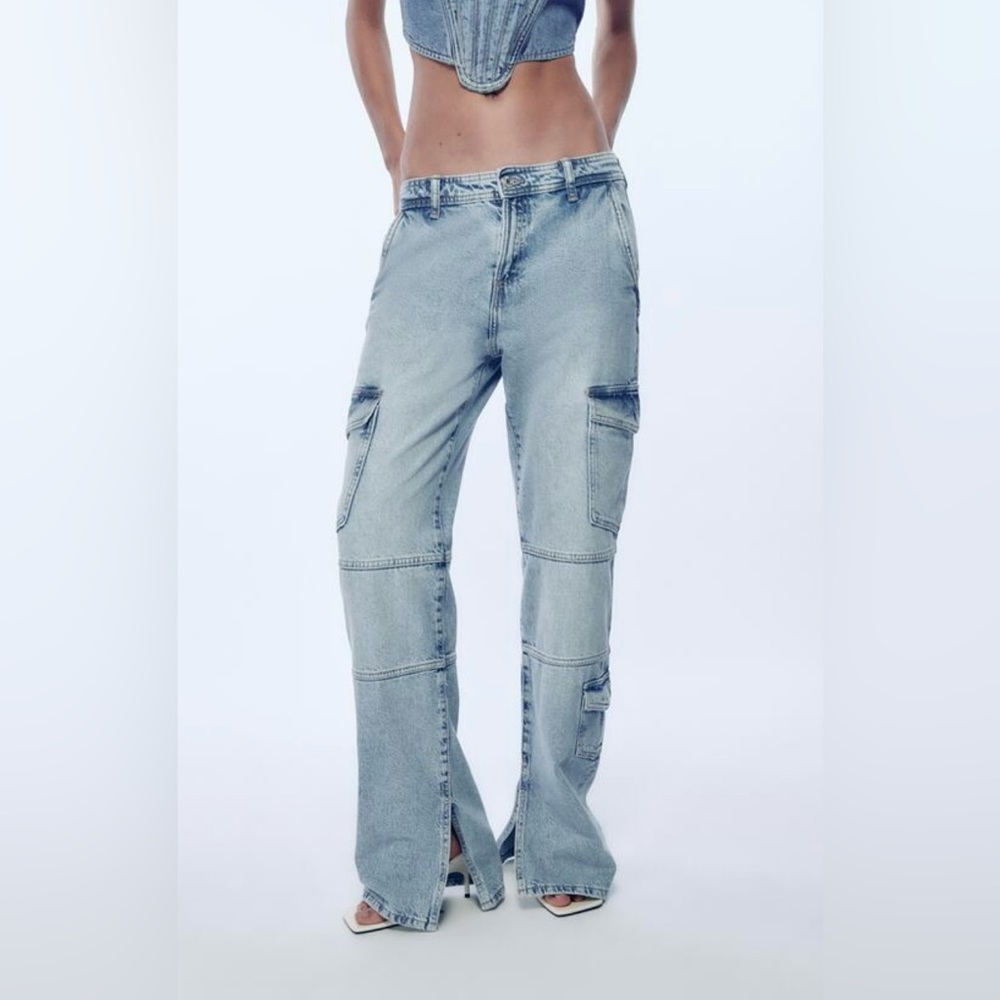 ZARA Cargo Denim Pants size 6